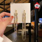 Crystal Multilayer long Tassel Rhinestone studs Earings